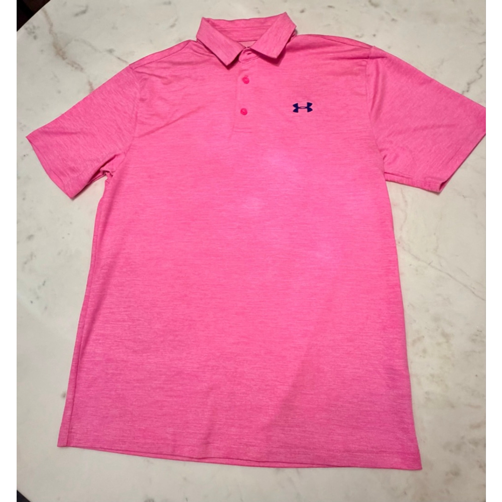 Men's Under Armour Pink Playoff Golf Polo M Excellent Condition